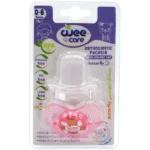 پستانک ارتودنسی وی کر مدل شفاف چاپدار دربدار پروانه سایز0-6ماه -(Wee Care-P127)