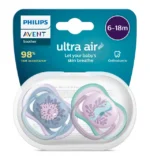 پستانک اونت اولترا ایر 2عددی 6 تا 18ماه avent ultra air طرح اسب دریایی و ماهی